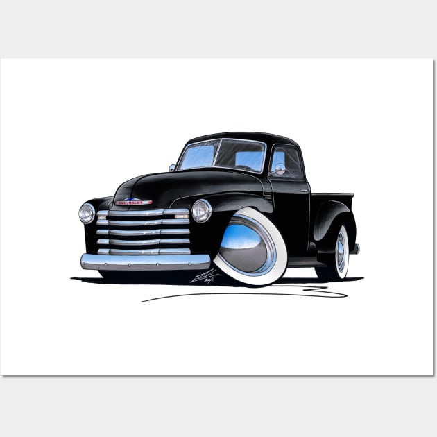 Chevy 3100 Pick-Up Black Wall Art by y30man5